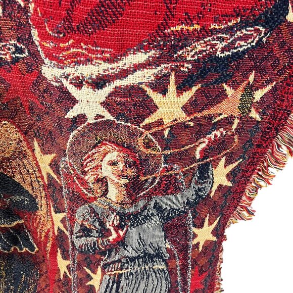 Vintage Angel Tapestry Throw Blanket Woven Cotton Jacquard - Picture 2 of 8